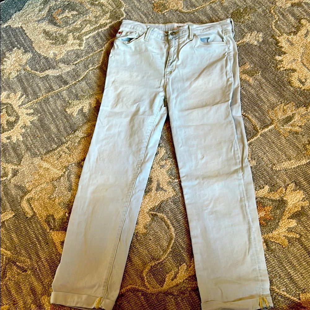 Hudson Blair Jeans Rolled Cuff Stretch Galaxy Light Blue Color Tan Stitch 29